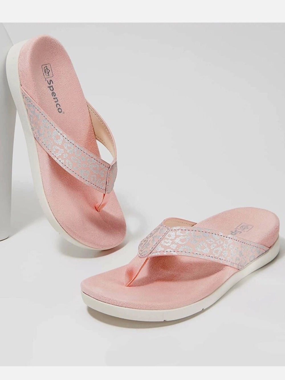 Spenco Pink Cheetah Flip Flops Women's size 10D